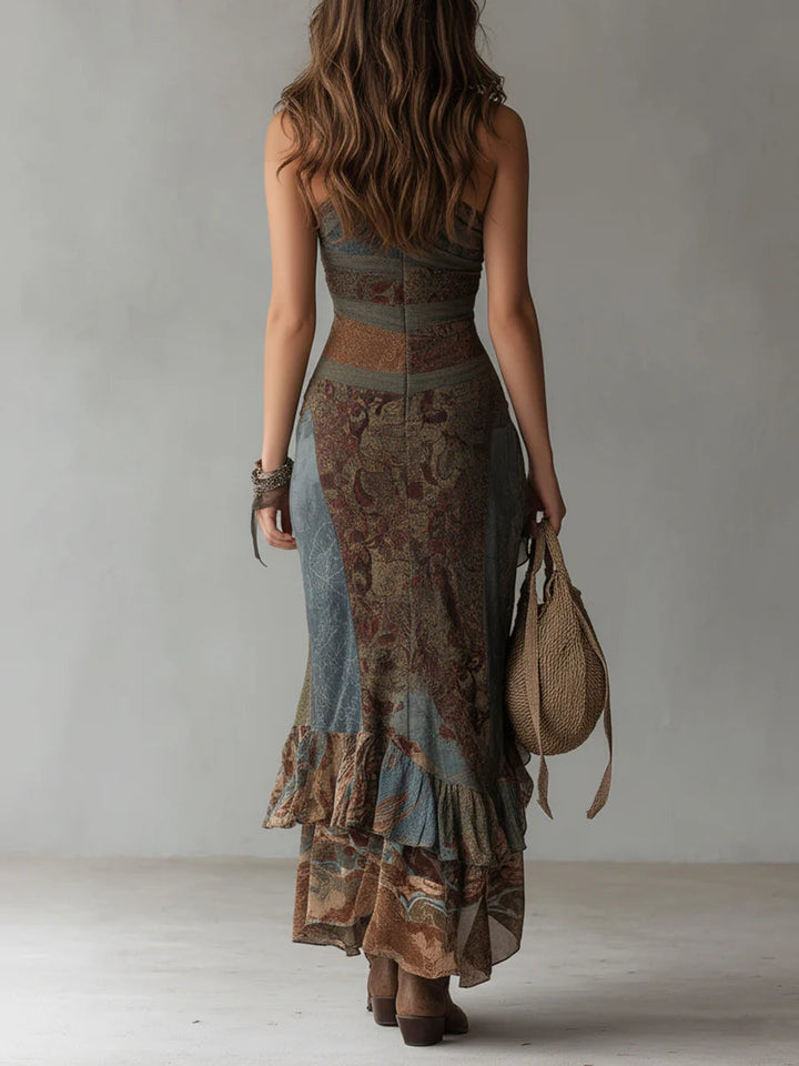 CONSUELO - VESTIDO MAXI ASIMÉTRICO BOHEMIO
