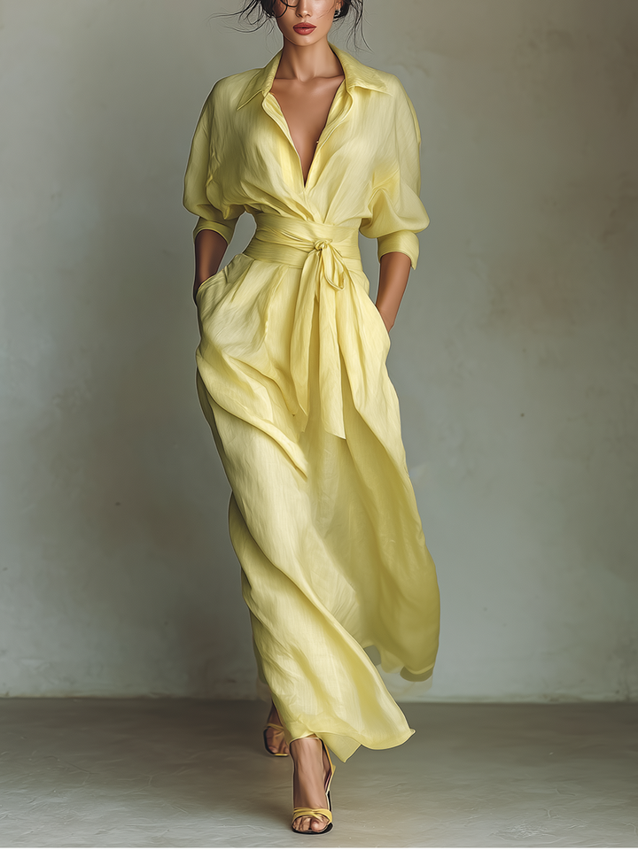 ADELA - VESTIDO CAMISERO MAXI DE LINO