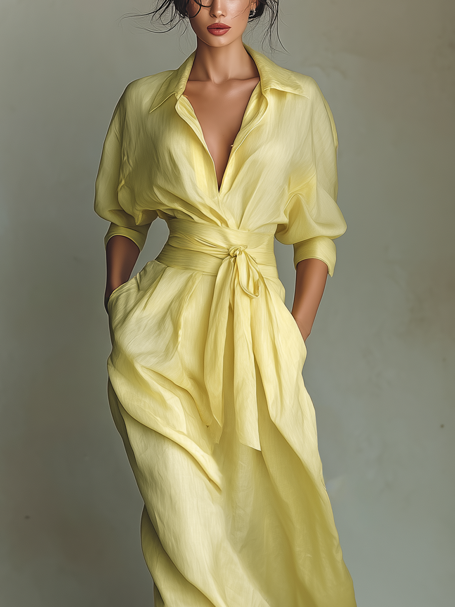ADELA - VESTIDO CAMISERO MAXI DE LINO