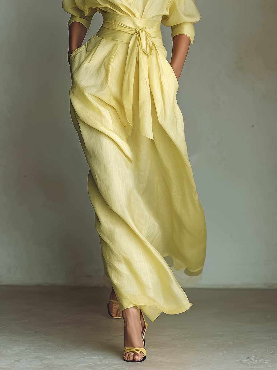 ADELA - VESTIDO CAMISERO MAXI DE LINO