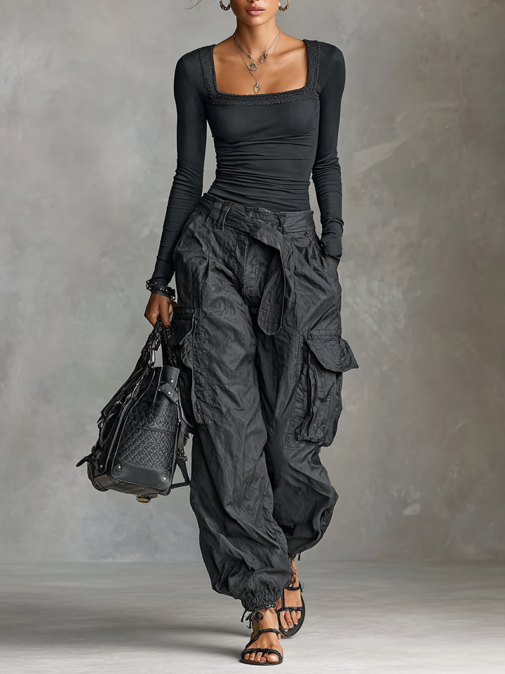 ROSA - CONJUNTO STREETWEAR PREMIUM + TOP + CARGO