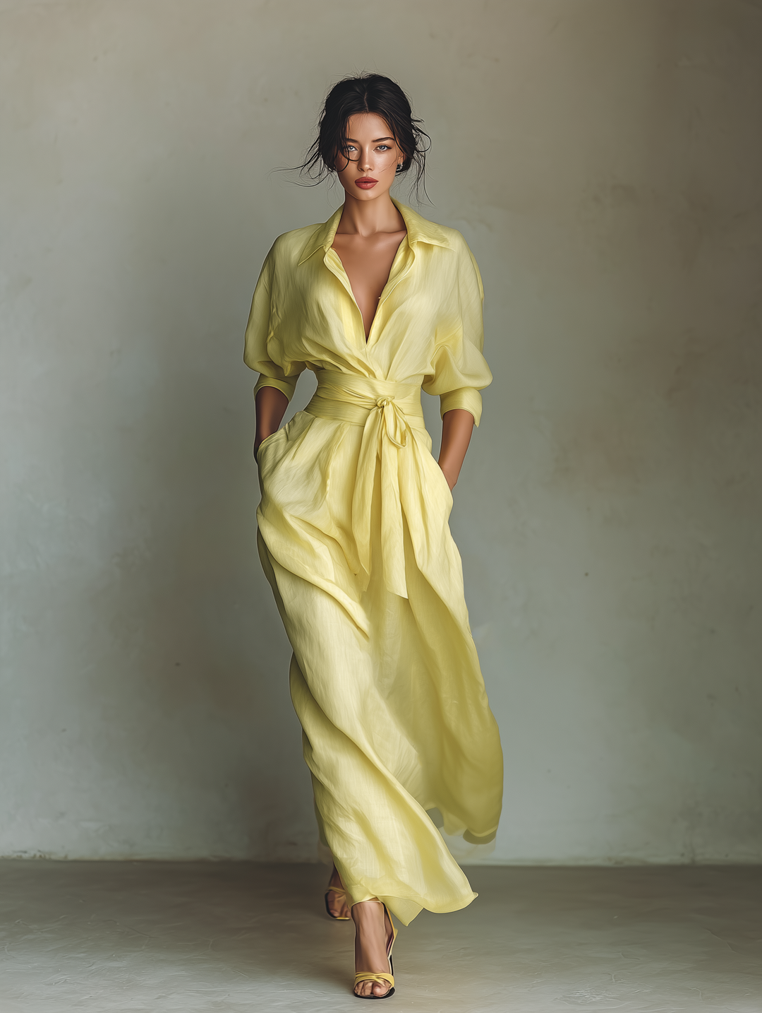 ADELA - VESTIDO CAMISERO MAXI DE LINO
