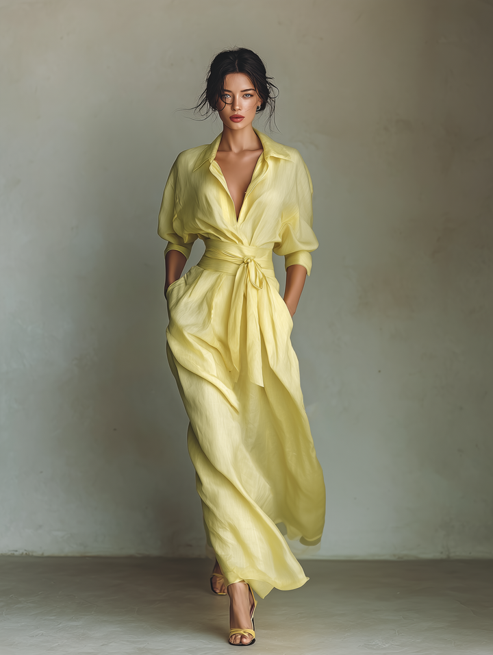 ADELA - VESTIDO CAMISERO MAXI DE LINO