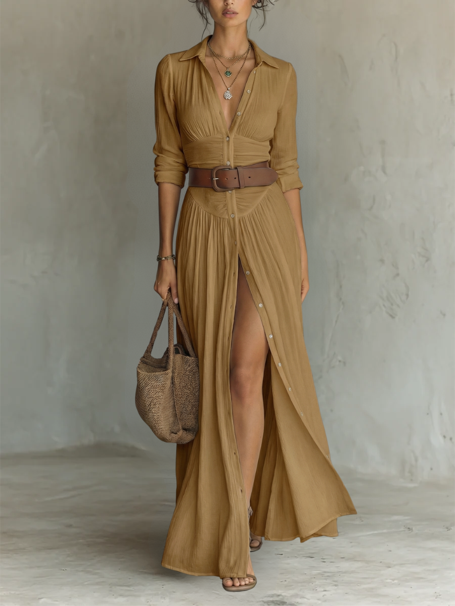 SOFIA - VESTIDO LARGO DE LINO PARA MUJER