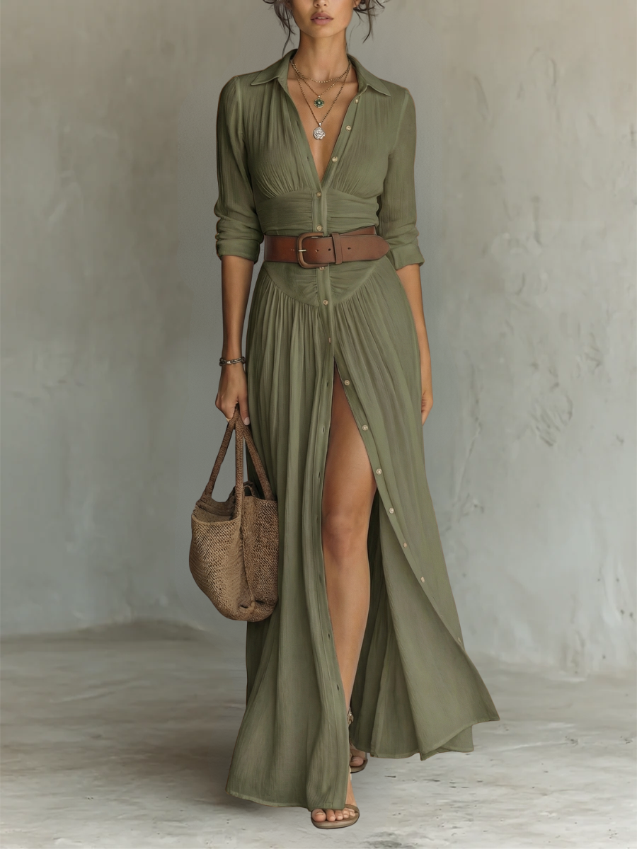 SOFIA - VESTIDO LARGO DE LINO PARA MUJER