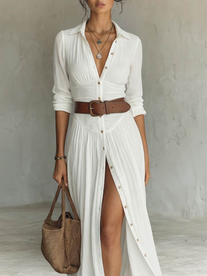 SOFIA - VESTIDO LARGO DE LINO PARA MUJER