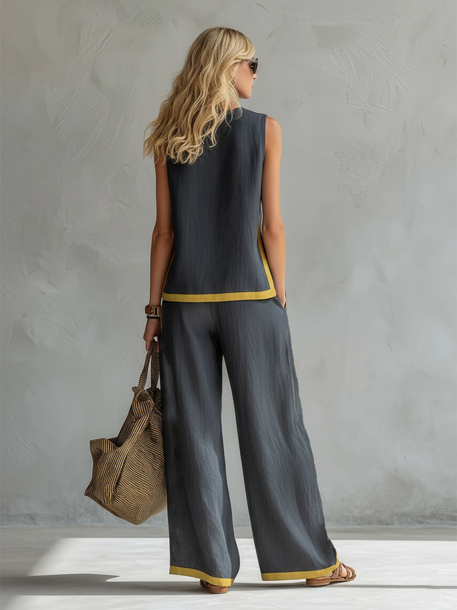 ANDREA - CONJUNTO BICOLOR DE LINO Y ALGODÓN