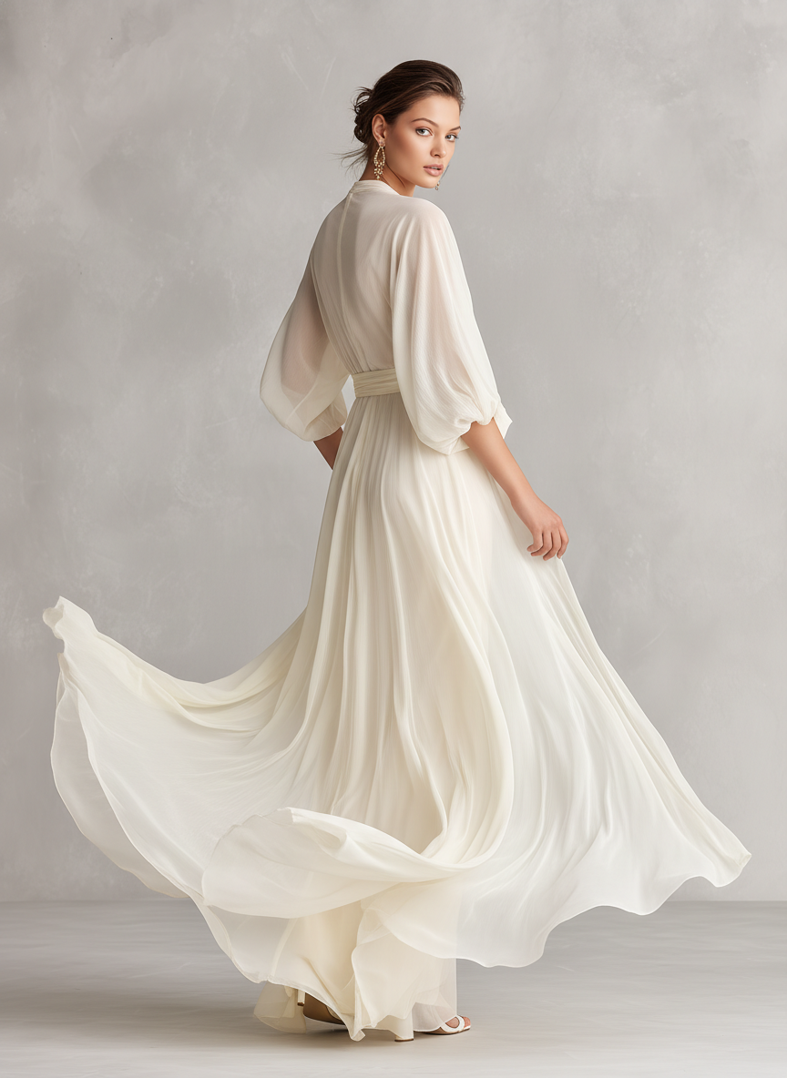 ANTONIA - VESTIDO MAXI DE GASA ROMÁNTICO