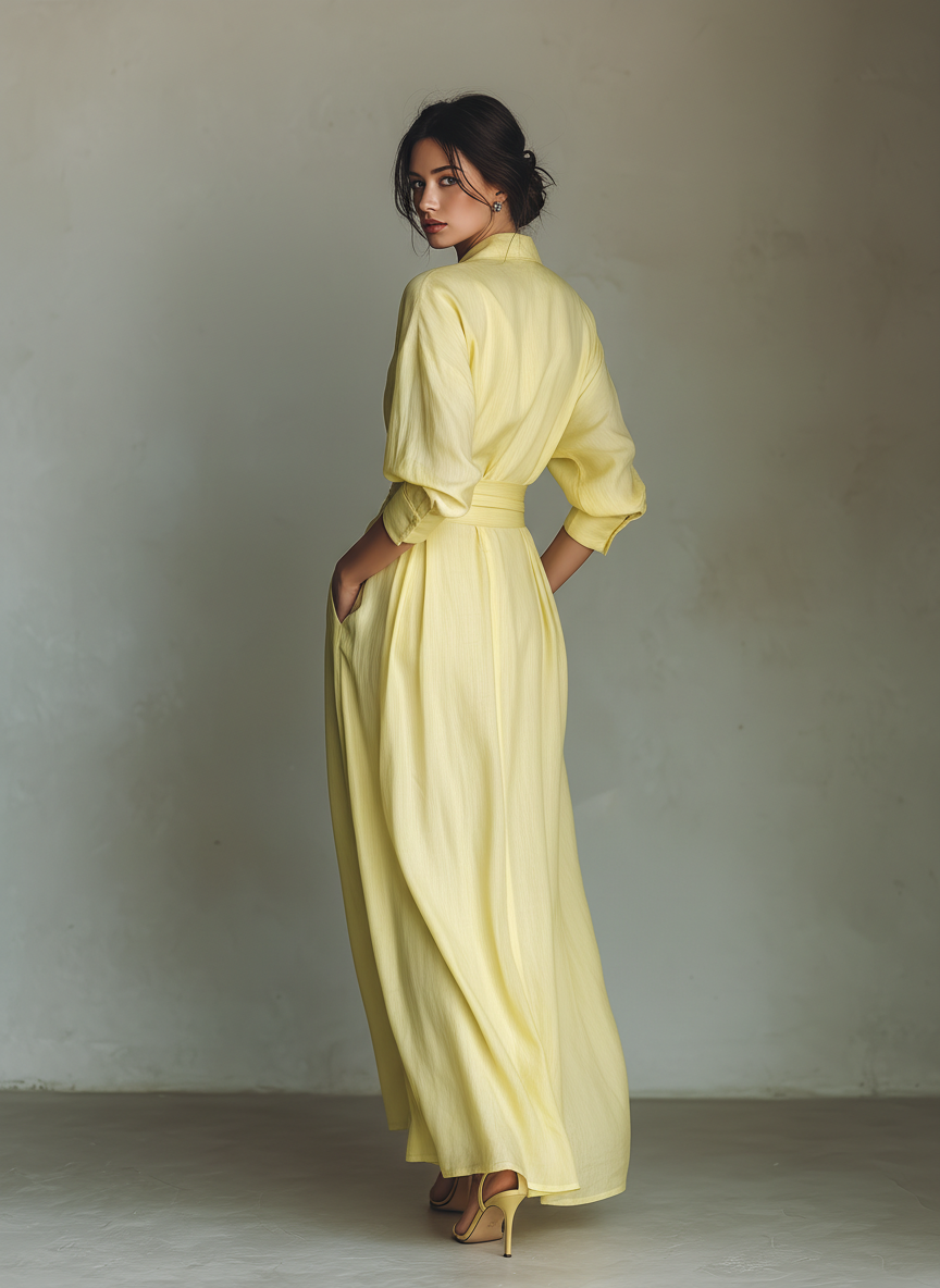 ADELA - VESTIDO CAMISERO MAXI DE LINO
