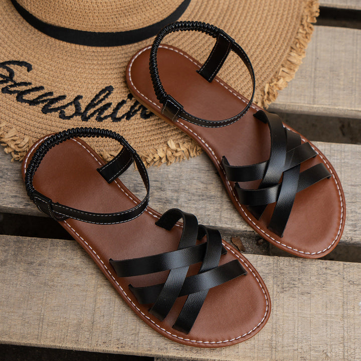 NAIARA - SANDALIAS PLANAS CRUZADAS