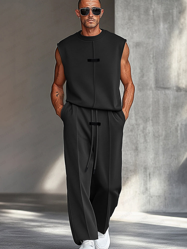 Simple Sharp Tank Top Pants Set