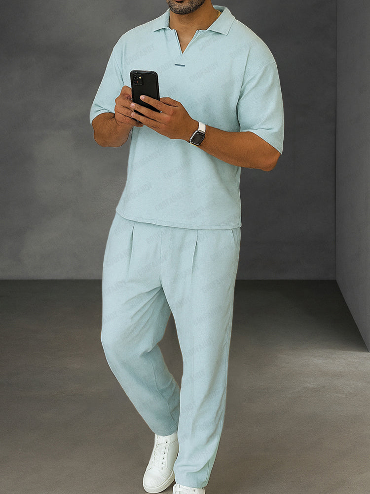 Practical Casual Shirt Pants Matching Set