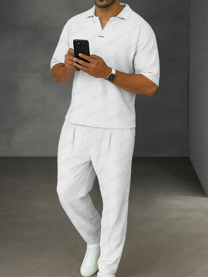 Practical Casual Shirt Pants Matching Set