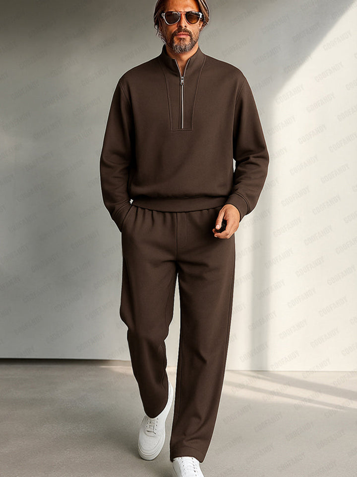 Minimalist Mock Neck Top Straight Pant Set