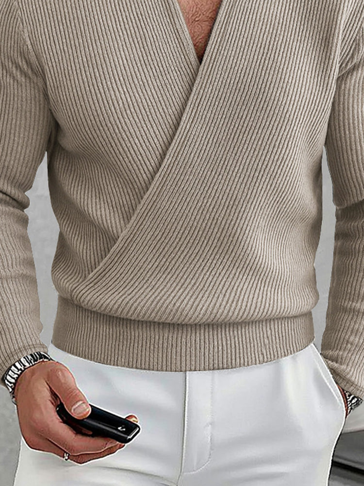 Casual Cross Placket Pullover Knit Top