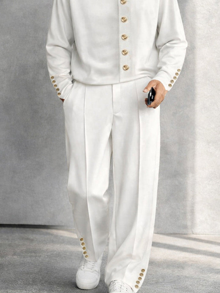 Military-Inspired Button Detail Matching Set