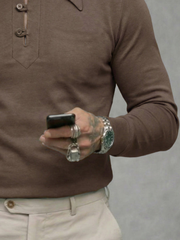 Vintage Lapel Collar Slim Fit Shirt