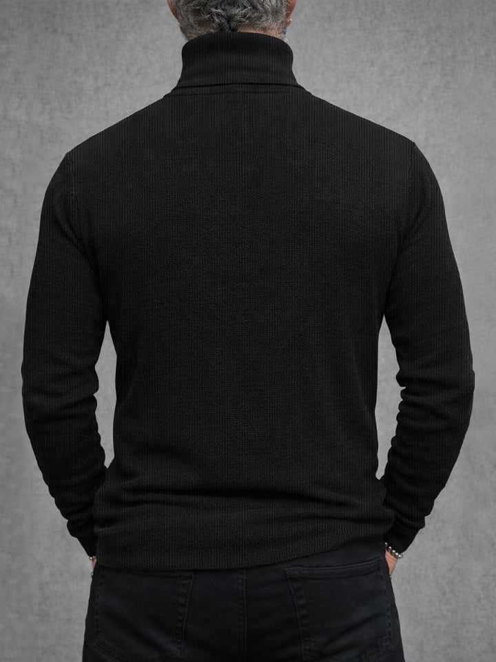 Stylish Leather Patchwork Turtleneck Top
