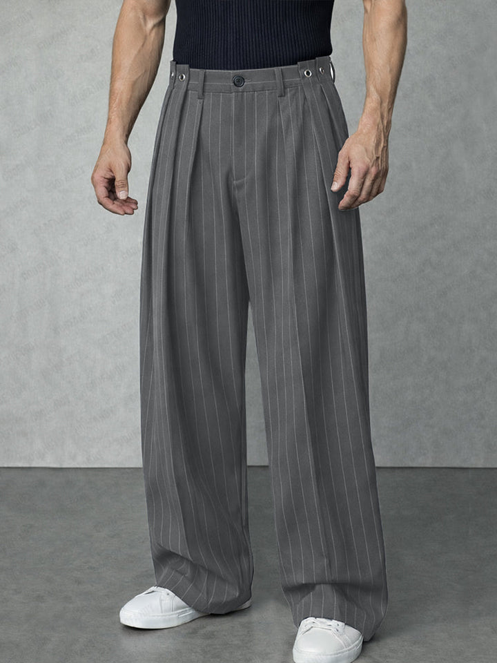 Modern Loose Fit Pinstripe Suit Pants