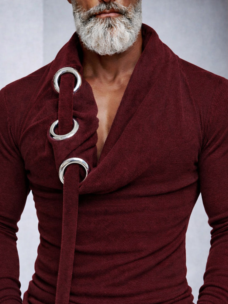 Stylish Slim Fit Eyelet Cowl Neck T-Shirt