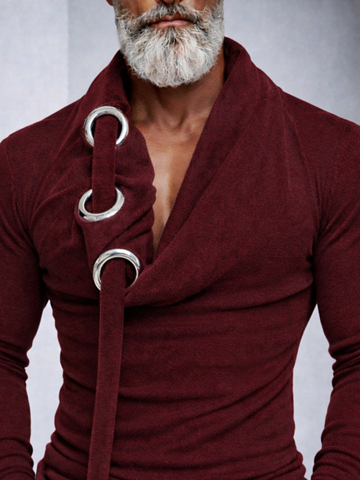 Stylish Slim Fit Eyelet Cowl Neck T-Shirt