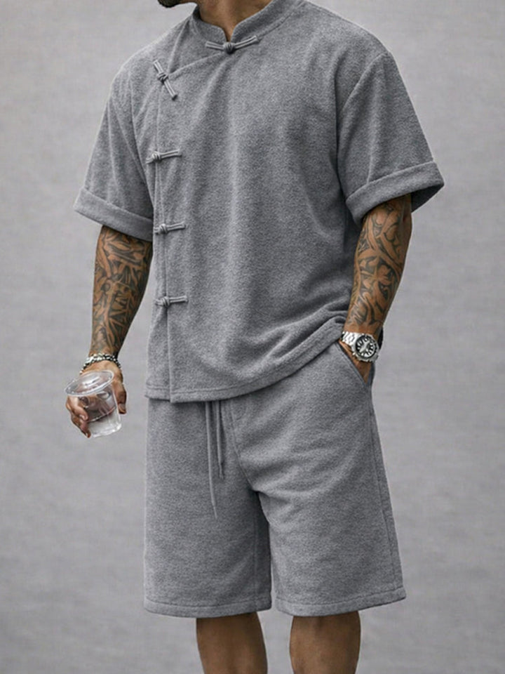 Casual Summer Frog Button Shirt and Shorts Sets