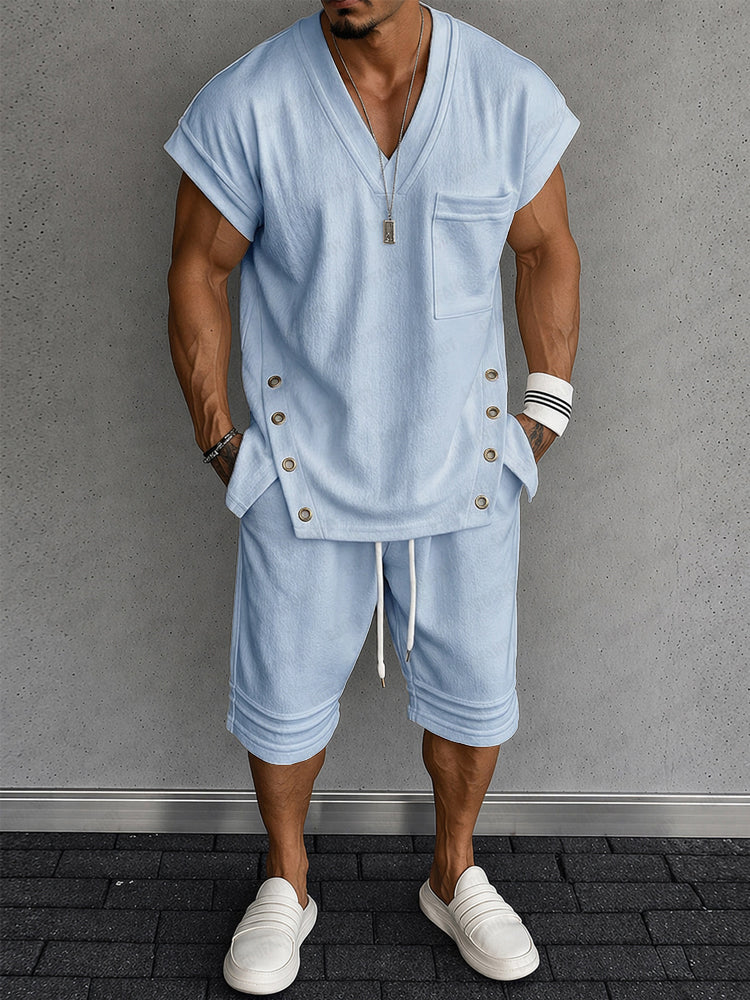 Summer Streetwear Tank Top and Shorts Set