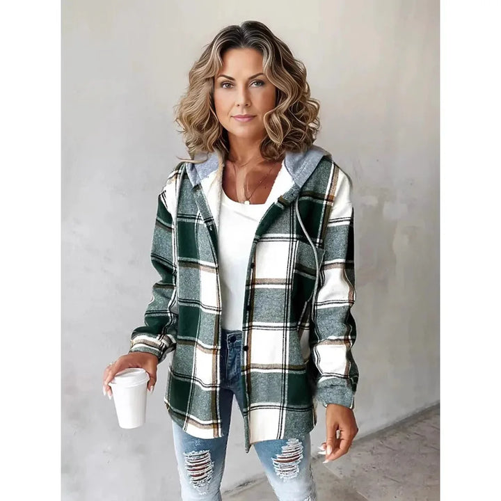 ANA - ABRIGO CON CAPUCHA DE CUADROS ESCOCESES
