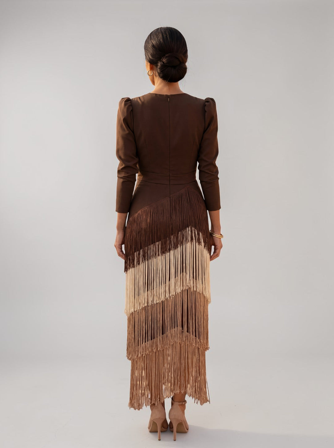 EMILIA - VESTIDO MIDI CON FLECOS