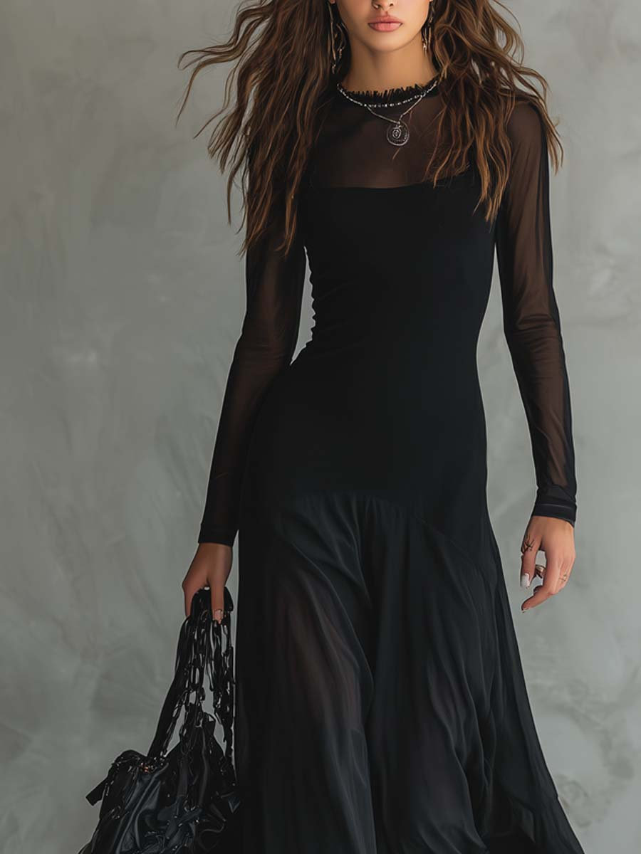 ISABELA · VESTIDO MAXI DE TUL NEGRO