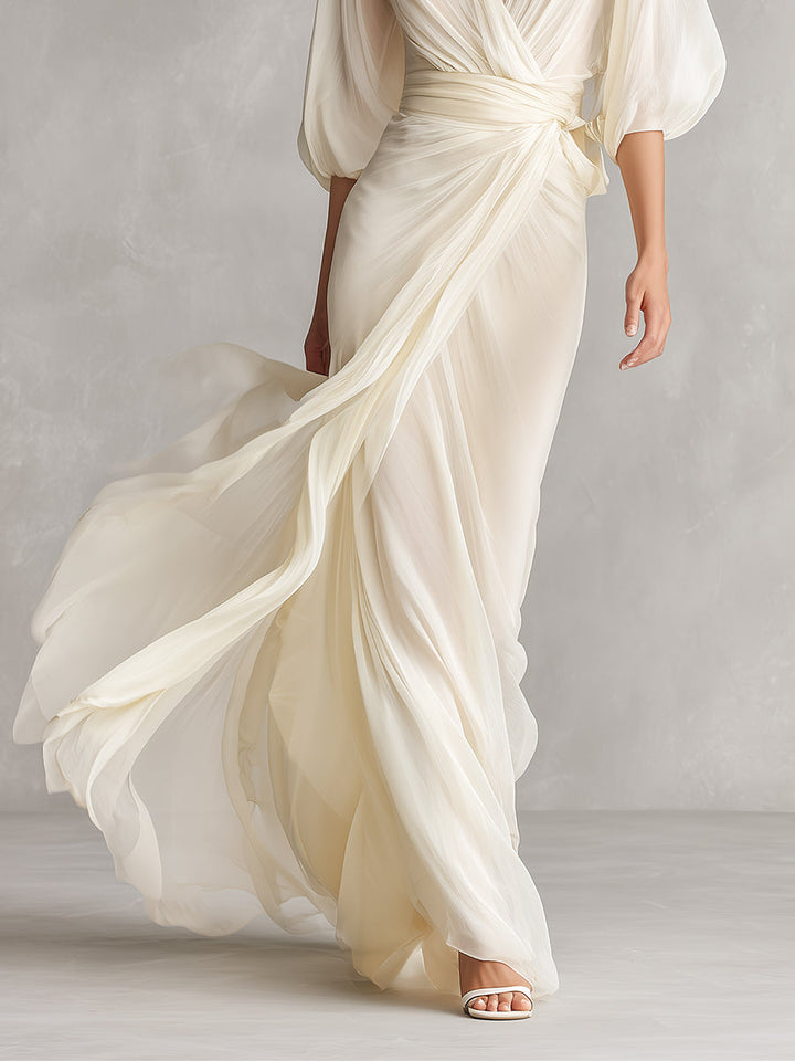 ANTONIA - VESTIDO MAXI DE GASA ROMÁNTICO