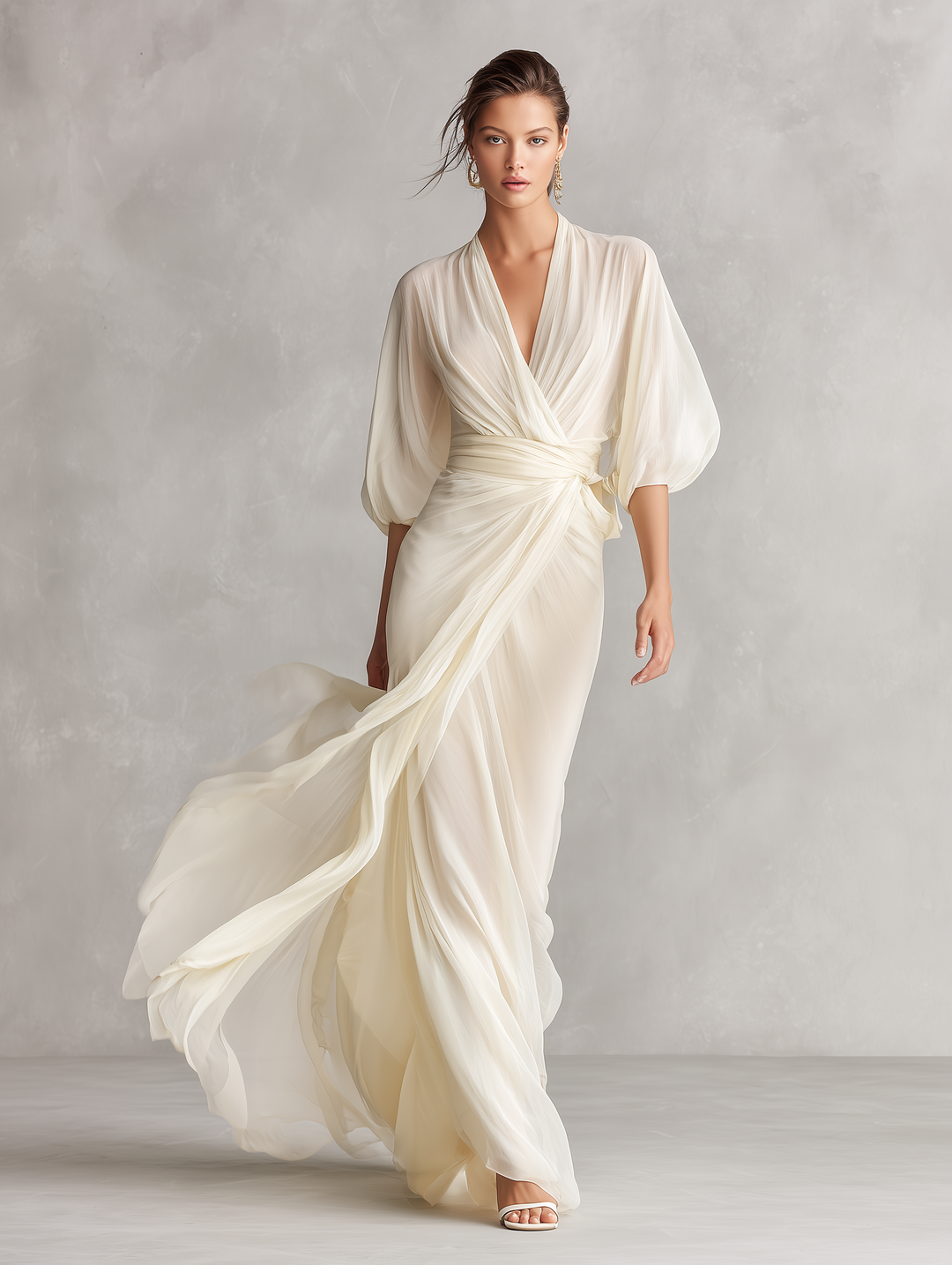 ANTONIA - VESTIDO MAXI DE GASA ROMÁNTICO