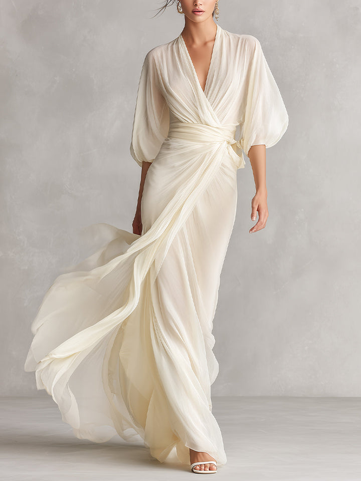 ANTONIA - VESTIDO MAXI DE GASA ROMÁNTICO
