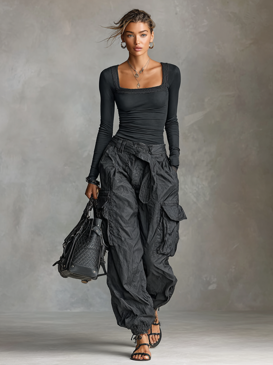 ROSA - CONJUNTO STREETWEAR PREMIUM + TOP + CARGO